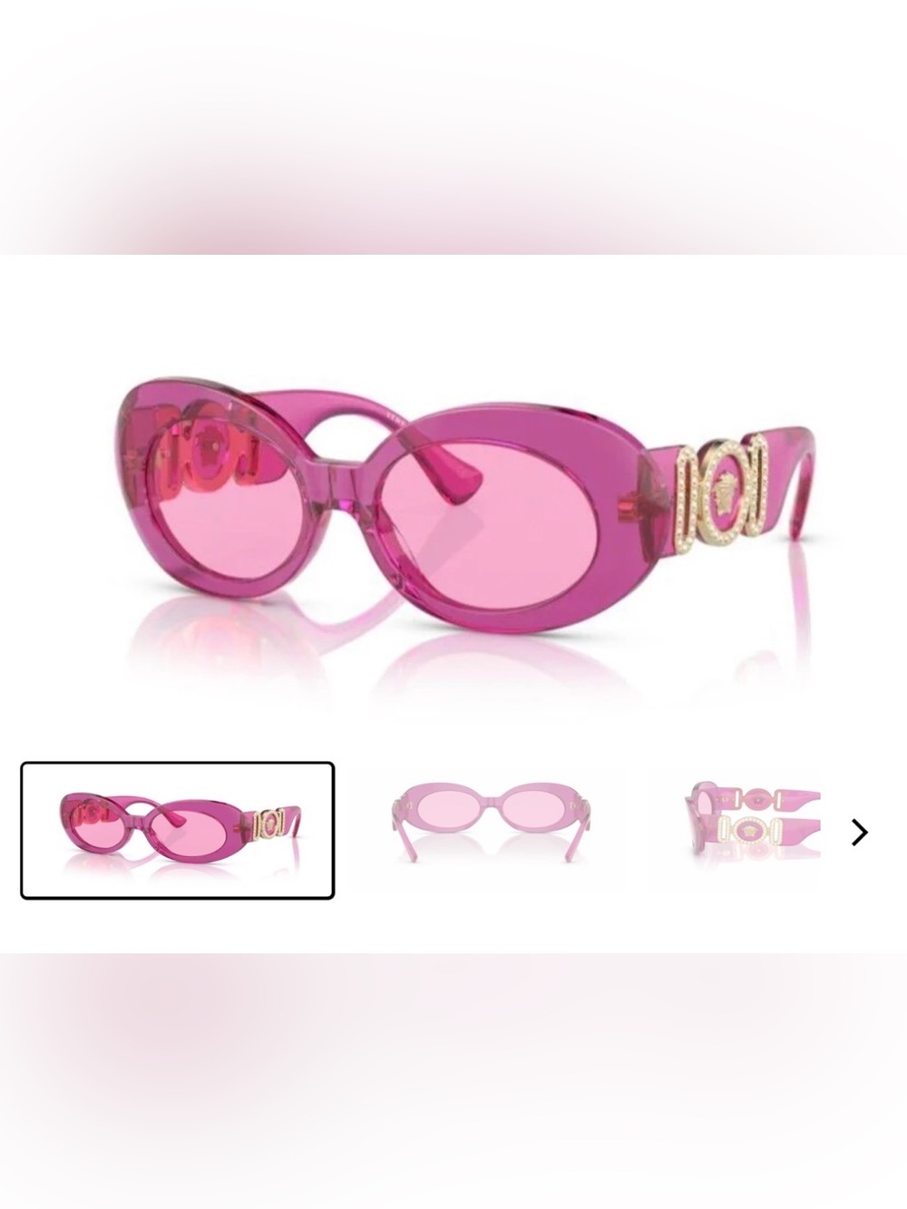 Versace Hot Pink Oval Logo-Accent Sunglasses